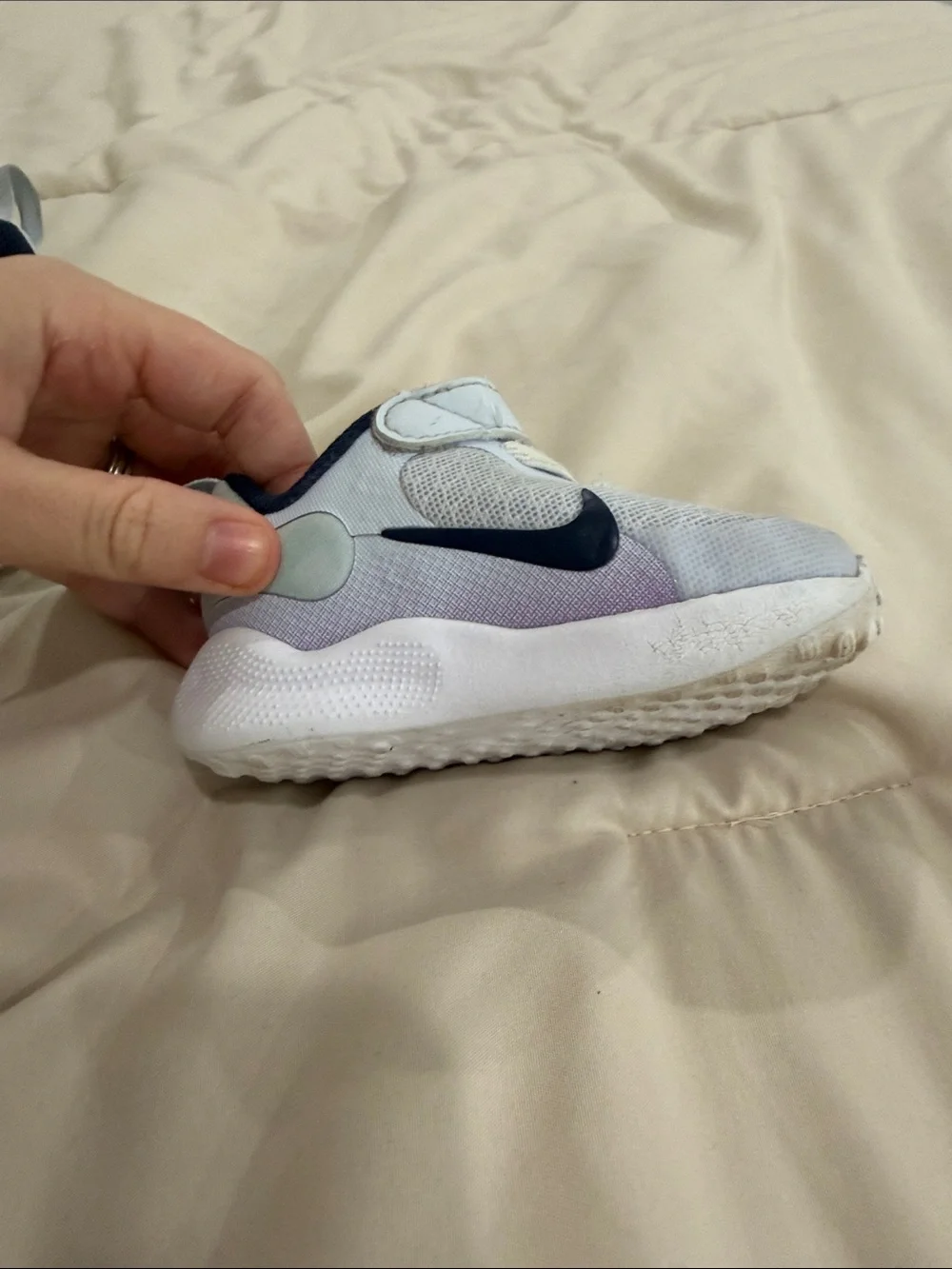 Nike Kids Gray and Navy Velcro Athletic Sneakers